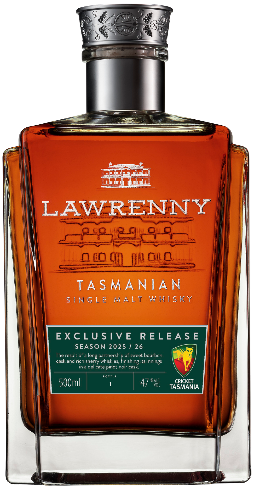 Cricket Tasmania Season 2025-26 Exclusive Release Single Malt Whisky 500ml 47%